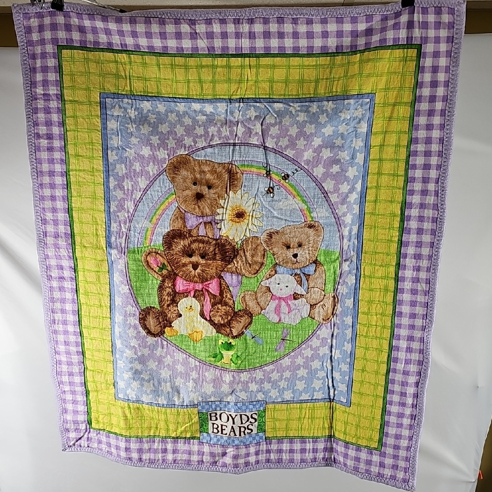 Boyds Bears Purple and Yellow Baby Quilt